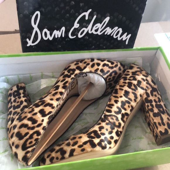 NIB [Sam Eldeman] Stillson Calf Hair Slip-On Leopard Pumps Womens Sz 6 (W) - Picture 3 of 7